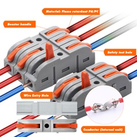 YSWOVUO Cable Connectors, Pack of 100 Pass Connectors, SPL-1 Cable Clamps Electric, 4 mm² Conductor Clamp with Lever, Connection Clamps, Can Be Combined Freely SPL2-5