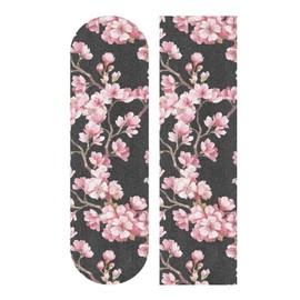 Skateboard Grip Tape Sheet Design Deck Longboard Griptape Pink Cherry Blossom Flower Floral Non Slip Tape Waterproof Sandpaper Scooter 33" x 9"