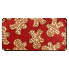 Alfombra de cocina con diseño de galletas de jengibre de Navidad, antideslizante, suave, alfombra de baño, alfombra para decoración del hogar, 99 x 50 cm