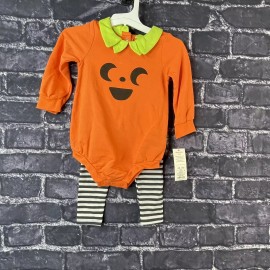 Cat & Jack 12 Months Pumpkin Romper Top & Striped Bottom Set