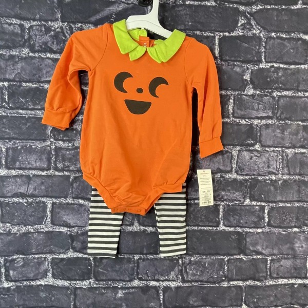 Cat & Jack 12 Months Pumpkin Romper Top & Striped