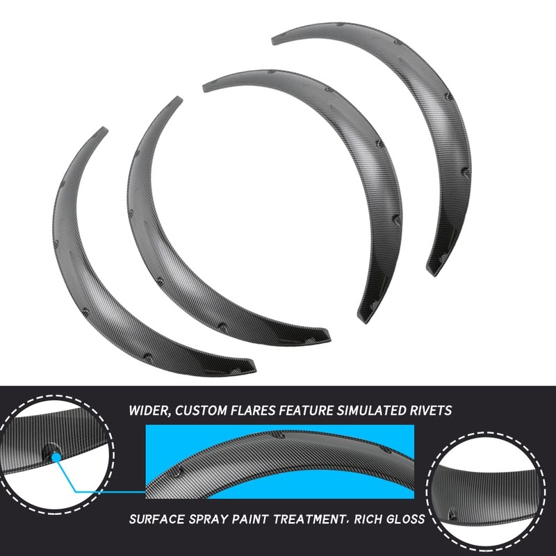 DREAMIZER 4x 2"/50mm Flexible Car Fender Flares Universal Extra Wide