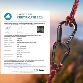 FVW 5Pack Heavy Duty Climbing Carabiners, 25KN UIAA Certified Auto Locking Climbing Carabiners Clips for Hammocks, Swing, Locking Dog Leash and Harness, Camping, Hiking & Utility (Black*3, Orange*2)