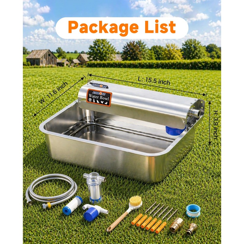 3 Gallon Automatic Chicken Waterer, Real 304 Stainless Steel Metal