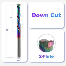 BFVV 5 PCS Downcut Router Bit 1/8 Inch Shank, 2-Flute CNC Spiral Solid Carbide End Mill, Milling Cutters with DLC Coating for Woodworking, Engraving, Mortise, Plywood and Acrylic