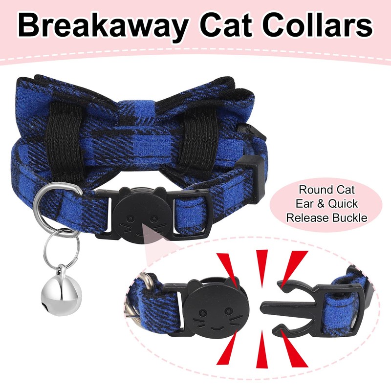 tonyg-p 3 Pcs Cat Collars with Bow Tie and Bell