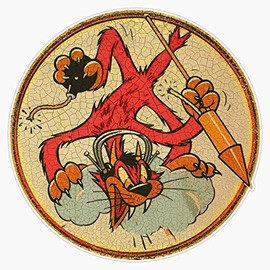 Rocket Cat Ww2 Vintage Patch Waterproof Vinyl Window Bumper Sticker Decal 5"