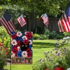 BLKWHT 4th of July Floral Cat Garden Flag 12x18 Vertical