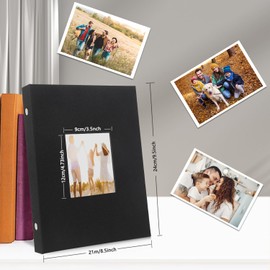 Miaikoe Photo Album 4 x 6 inch 300 Linen Album Slip in for Family Wedding Anniversary Album, Book Holds 300 Horizontal 4 x 6 inch Photos, Black