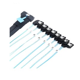 Aswalling MCIO 74P 8X 8I SAS SFF-8654 8i Slimline 5.0 to8X SATA 7P Right Angle Female Cable 90 Degree Female Adapter Cable 0.8M