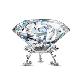 Large Crystal Diamond Paperweight with Stand Jewels Wedding Decorations Centerpieces Home Decor 3.15 inch (Clear)