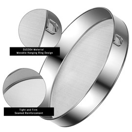 Flour Sieves Stainless Steel Kitchen Sieve Fine Mesh Round Flour Sifter Strainer for Baking Cakes