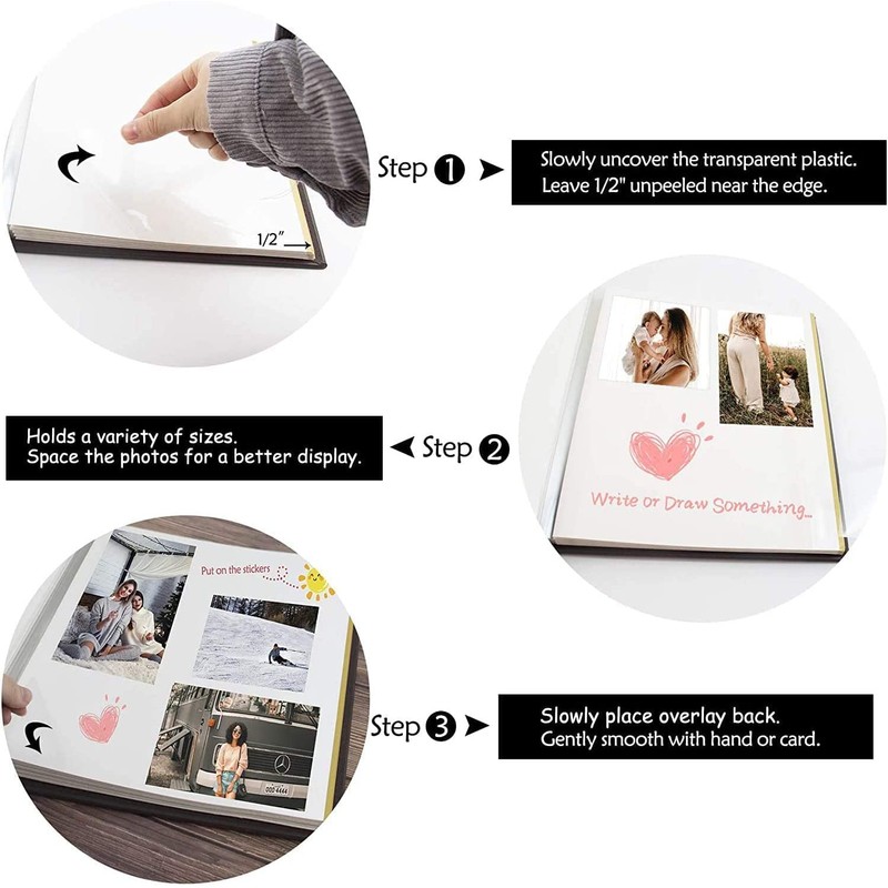 Golden State Art, Overall Size 12.8x13.2 Self-Adhesive Magnetic Photo Album