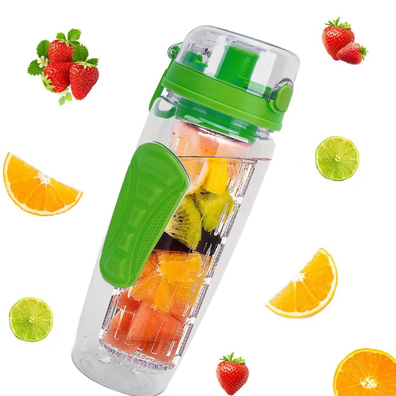 Fruit Infuser Water Bottle Anti Slip Grip Flip Top Lid