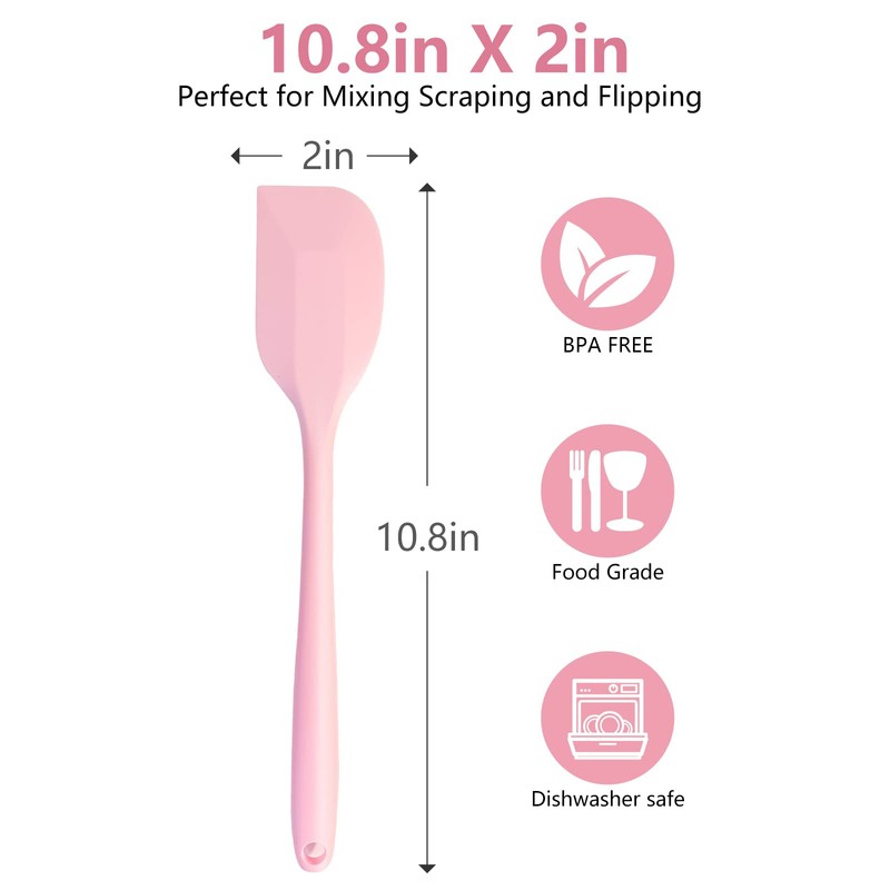Pink Rubber Spatula for Kitchen Use, 10.8In Silicone Spatulas for