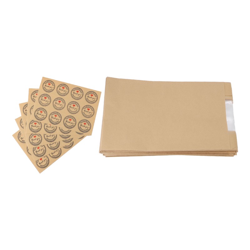 50PCS Bread Bag Kraft Paper Transparent Window Baked Food Packaging