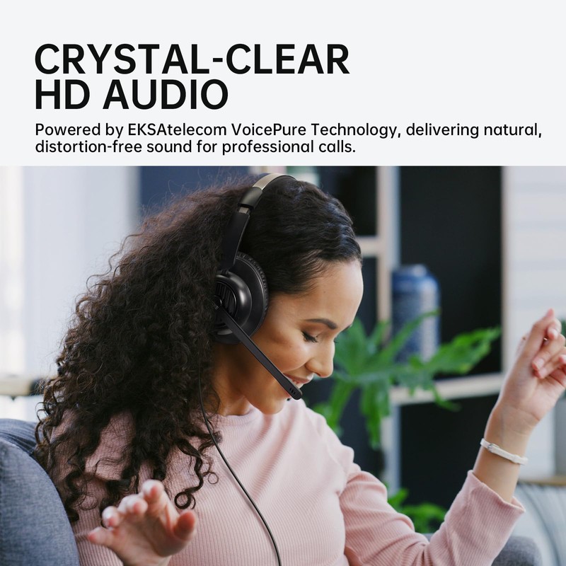 EKSA H8 USB Headset with Microphone for Work, Stereo Wired