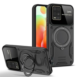 QWYJ YD Funda for OPPO A54 4G Case Uso Rudo Protector Lente Cámara Soporte Giratorio Magnético Carcasa,para OPPO A54 4G Funda(Negro)