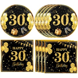 40 piezas de decoraciones de cumpleaños 30 en negro y dorado, decoración de fiesta de cumpleaños de 30 temas, decoración clásico de cumpleaños de 1995 para hombres y mujeres