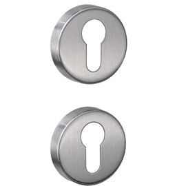 Pair of Rosettes Hole Cylinder Compatible with Yale Hole, Nozzles for Door Lock - Rosettes Sold as Pair (Round, Satin Chrome)