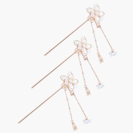 3 Pcs Chinese Style Flower Tassel Hair Sticks Handmade Hanfu Traditional Style Hair Chopsticks Hairpins, Hair Making Accessories for Women