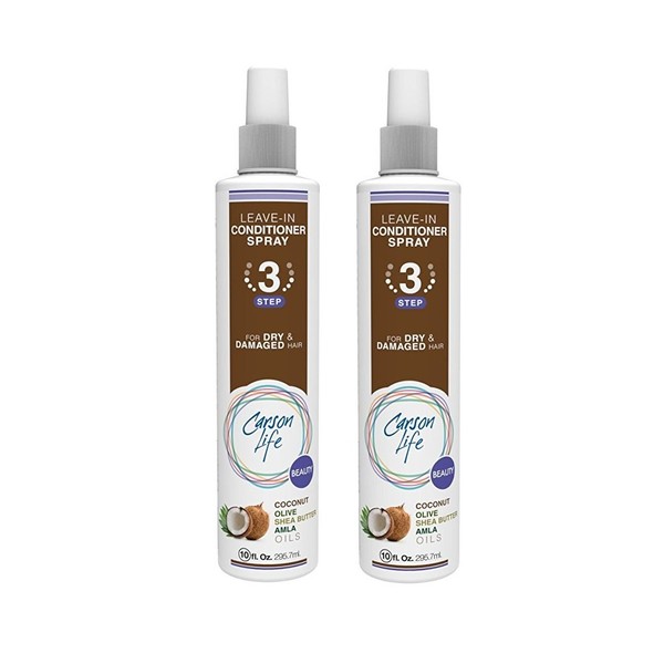 Carson Life Leave In Spray Conditioner - Repair Conditioner for Color Treated Hair - Sulfate and Paraben Free - Made with Coconut, Olive and Amla Oils - Shea Butter For Dry or Damaged Hair (2 Pack)