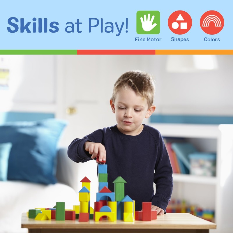 Melissa & Doug Wooden Building Blocks, 100-Piece Set of Sorting