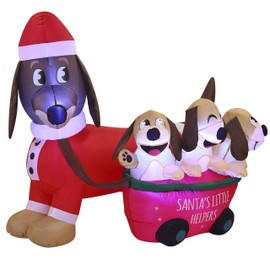 5 FT Long Puppy Inflatable with Built-in LEDs Blow Up Inflatables for Xmas Party Indoor, Outdoor Yard Garden, Lawn Winter Decor.