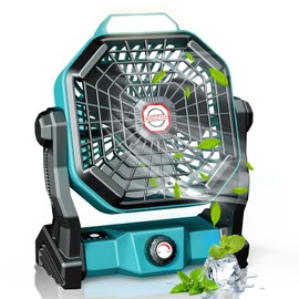 JINLICTE Camping Fan with LED Lantern, 20000 mAh 9 Inch Portable Rechargeable Battery Powered Fan with Stepless Speed and Quiet Battery Operated for Tent, Picnic, Barbecue, Fishing, Travel, Home