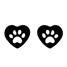 Cute Cat Paw Print Heart Stud Earrings for Women Teen Girls Stainless Steel Hollow Dog Puppy Animal Pet Cartilage Tiny Studs Earring Minimalist Jewelry Gifts Birthday (Black)