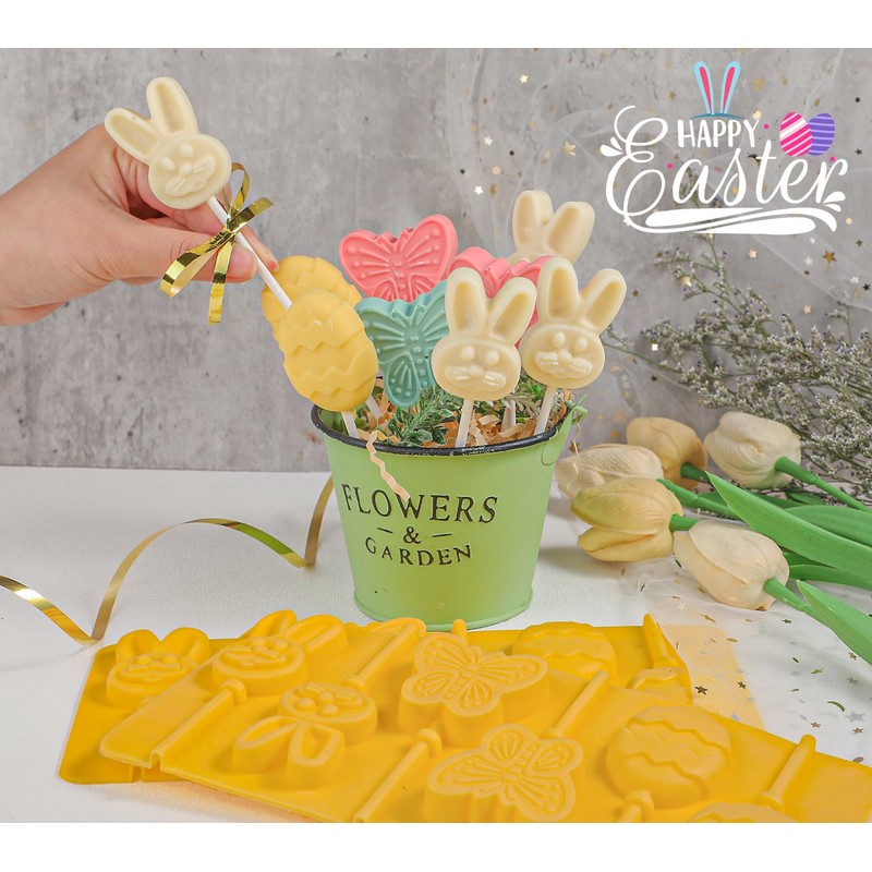 Kamehame Easter Lollipop Molds, Silicone Bunny Egg Butterfly Lollipop Molds