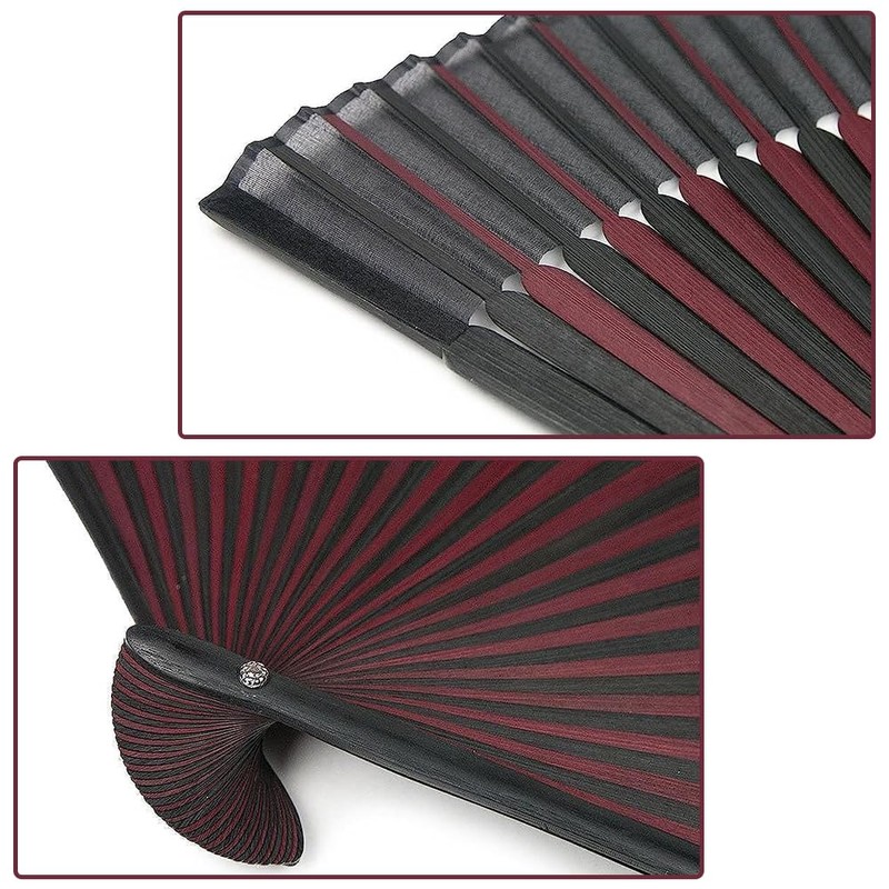 Kyoetsu Men's Hand Fan, Pure Silk, Plain, 2 Colors, Bamboo
