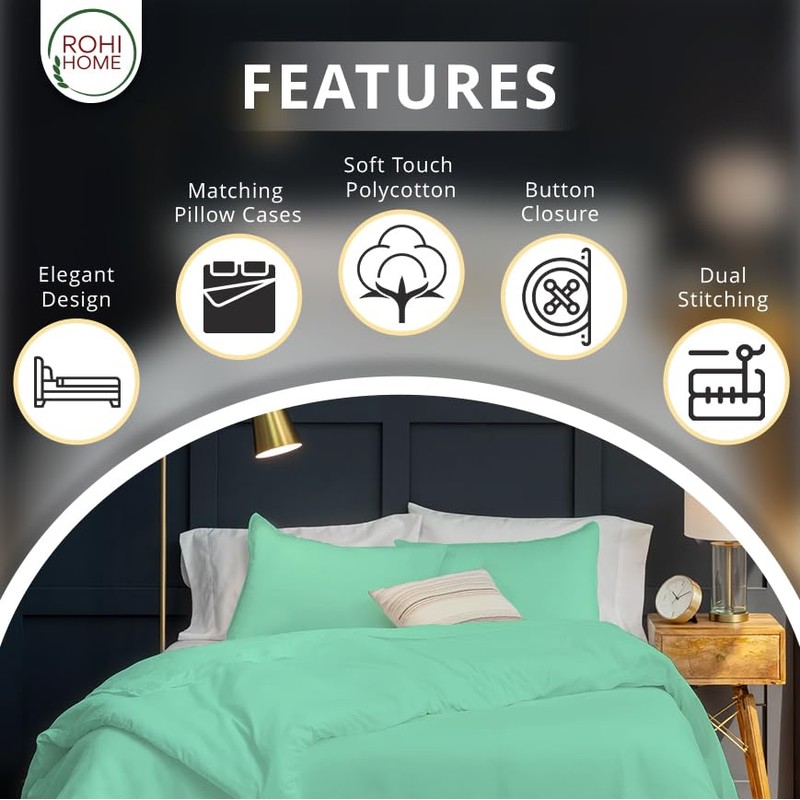 Rohi Easy Care plain King Size Duvet Cover set –