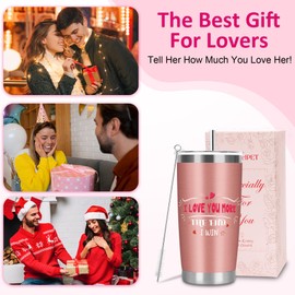 MestectPET Gifts for Her Girlfriend Wife, Christmas Gifts for Women, Birthday Gifts Anniversary Romantic Valentines Day Gifts for Girlfriend Wife, Insulated Coffee Cup & Wine Tumbler 600ml