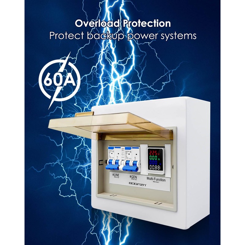 BOQNZN 240V 60A Generator Transfer Switch, Prewired Transfer Panel with