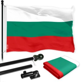 UD_G128 Combo Pack: 6 Ft Tangle Free Spinning Flagpole (Black) & Bulgaria Flag 3x5 Ft Printed 150D Polyester, Brass Grommets (Fl