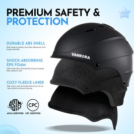 VANRORA Kids Ski Helmet and Goggles Set - Safety-Certified Youth Snowboard Helmet, Climate Control Vents, Snow Sport Helmets for Toddler (Black Helmet/Grey Lens with Revo Red Coating, X-Small)