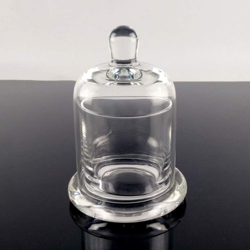 EXCEART Glass Cloche 2 Sets Clear Glass Dome Candle Glass
