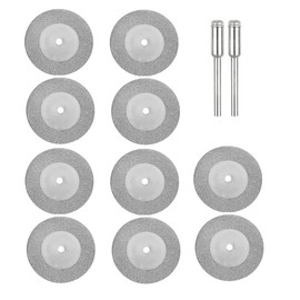 MiJunHD 10PCS 25mm Diamond Cutting Discs & 2PCS 3mm Shank Mandrel, Rotary Tool Diamond Cutting Wheel Kit for Metal, Tile, Wood, Glass, Marble, Plastic, Jade