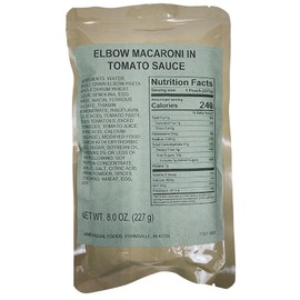 Military Outdoor Clothing MRE(Meal-Ready-to-Eat) Side Dish: Elbow Macaroni In Tomato Sauce (12 Pack)