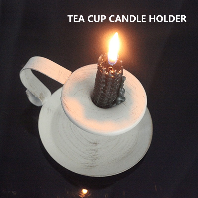 2pcs Taper Candle Holders Simple Antique Finish Iron Candle Holder