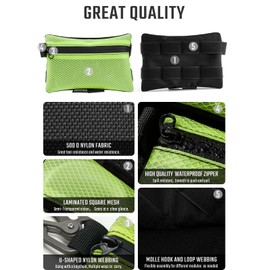 TACTICAL_GEEK Storage A5 EDC Storage Bag Set, Multipurpose Hooks and Loops EDC Gadget Bag, Utility Small Tool Bag, Separator Bag Organiser for Daily Use, Lime Green, lime green, small storage bag