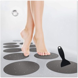 cocofy Große Anti-Rutsch Sticker für Badewanne und Dusche Ø 15 cm XXL Pads, grau, rund, Anti Rutsch Aufkleber als rutschfeste Antirutschmatte in der Dusche auch für Kinder, 10-Pack