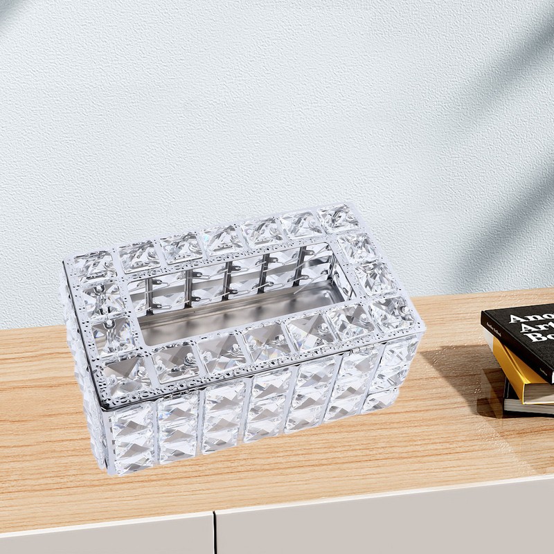 Crystal Tissue Dispenser Elegant Crystal Napkin Holder Decorative Facial Tissue