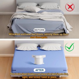 Lock Sheet Holders Set of 4, Bed Sheet Holders for Corners, Heavy Duty Bed Sheet Lock Clips Fitted Sheet Straps Fit All Mattress Size (White)