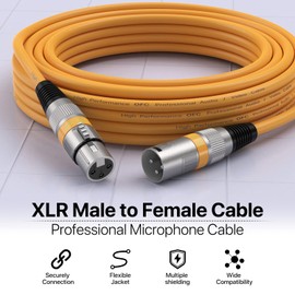 EBXYA XLR Cable 15 ft 4 Pack - XLR Microphone Cable with 3-Pin XLR Male to Female (Red, Orange, Yellow, Blue)