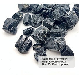 DOJA Barcelona | Natürlicher Schwarzer Turmalin | 30 bis 50mm | 100g | Bergkristall Rohstein Wassersteine Kristalle Heilsteine | Mineralien Steine/Edelsteine/Energiesteine, Elektromagnetischer Schutz