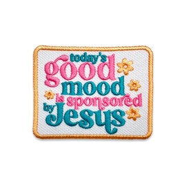 Today's Good Mood Sp*nsored Jesus Patch 3 Inches Iron On/Sew On Embroidered Applique Patch for Clothes Backpacks Hats, Funny Christian Religious Inspirational DIY Accessories Gifts for Mom Dad Friends
