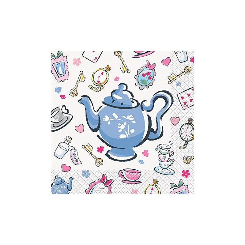 Unique 77282 Alice in Wonderland Party Napkins, 16ct6.5" X 6.5"