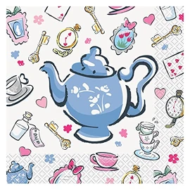 Unique 77282 Alice in Wonderland Party Napkins, 16ct6.5" X 6.5"